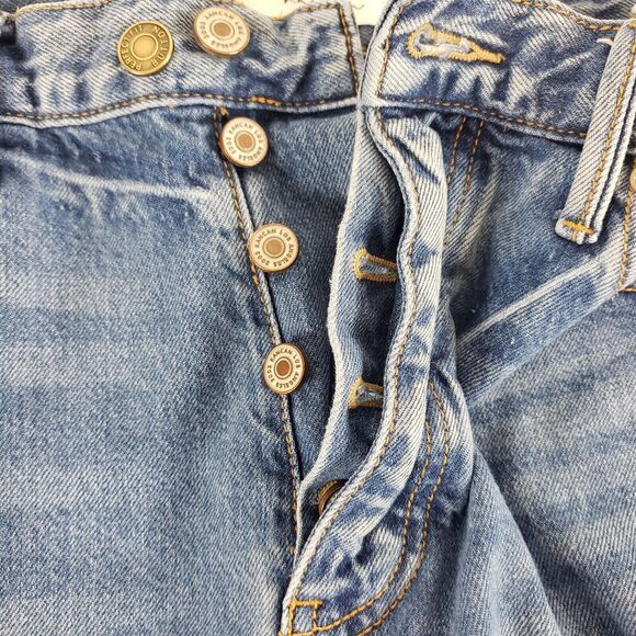 Kancan Jeans Womens 9/28 KC8678M Blue Straight High Waist Button Fly Distressed - Picture 2 of 10